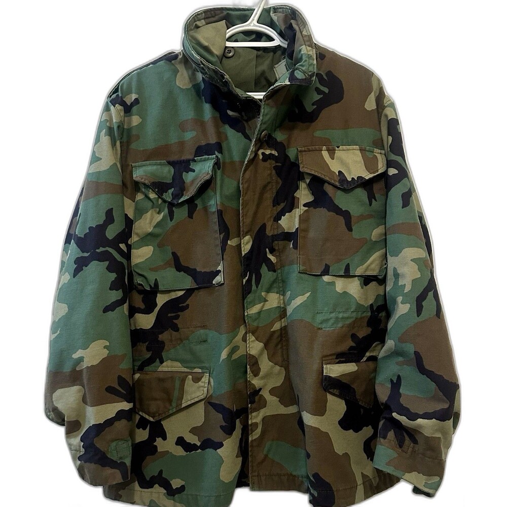 US Army M65 Field Jacket Woodland Camo Medium Regular Golden Mfg Vintage Read